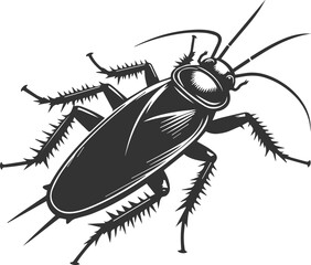 Black cockroach insect vector silhouette illustration