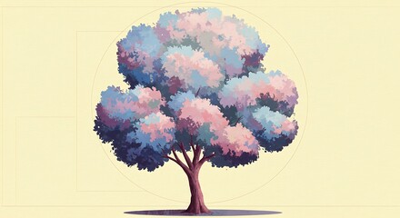 Pastel colored tree illustration