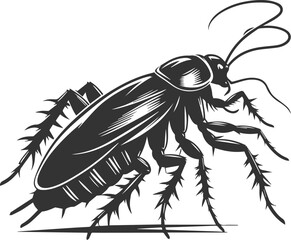 Obraz premium Black cockroach insect vector silhouette illustration