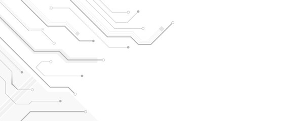Abstract modern technology futuristic circuit board background. Electronic motherboard with a network of black lines and dots on a white and transparent background.