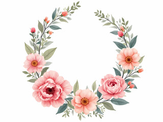 Fototapeta premium Floral Wreath Vector Frame Illustration