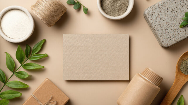 Packaging materials beside sustainability pledge card
