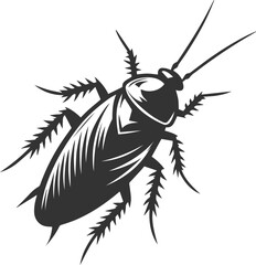 Obraz premium Black cockroach insect vector silhouette illustration