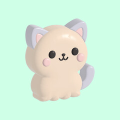 Fototapeta premium Sweet Pastel 3D Cat Character