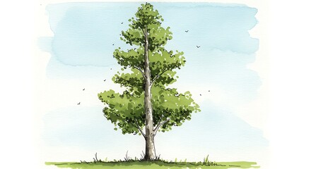 Watercolor illustration of a tree