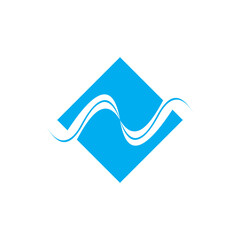 letter n waves squares ribbon simple logo vector