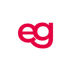 letter eg linked red simple logo vector