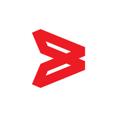 letter b triangles arrow red simple logo vector
