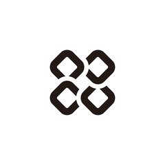 letter x simple geometric chain logo vector