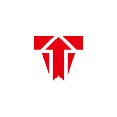 letter t motion arrow up simple geometric logo vector