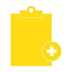 Yellow Health Insurance Icon, Isolated on White Background