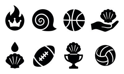 Nautical silhouette icon set for marine activities and boat accessories