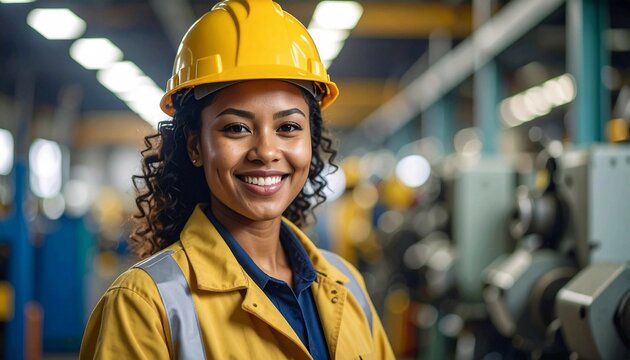 Smiling confident construction worker with crossed arms on building site. Engineer, architect wearing safety helmet, high-visibility vest. Construction industry, infrastructure development project - Powered by Adobe