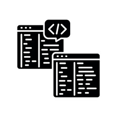 automated code refactoring black flat icon for digital and print projects.