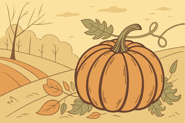 Classic Pumpkin Illustration for Fall Decor
