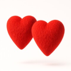 Two red heart symbols with a unique furry surface