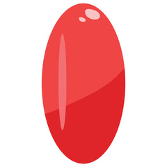 A red softgel glossy pill. 