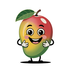 Obraz premium Mango character with smiling face and vibrant colors, showcasing fun and playful elements in a whimsical design