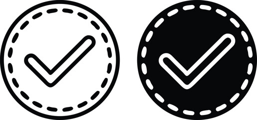 Minimalist Black Checkmark Icon in Circle – Flat Vector Illustration with Clean Lines and Precise Geometric Design