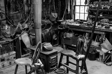 Black Creek Pioneer Village leathersmith workshop captures traditional craftsmanship in a historic setting.