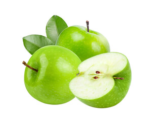 Green apple isolated on transparent png (Image from camera)