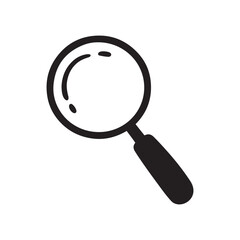 Hand drawn doodle magnifying glass. Vector black silhouette. with white background