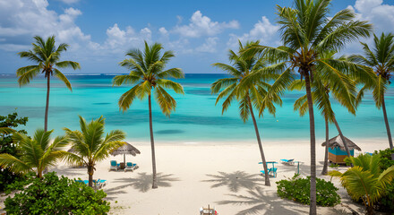 Obraz premium Palm-Lined Caribbean Waters PNG