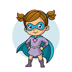 Superhero child cartoon character Vector illustration design