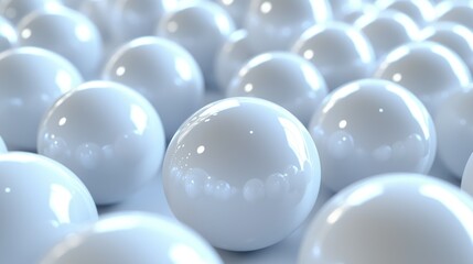 Gleaming white orbs, tightly packed, soft light, minimalist