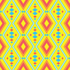 Abstract Seamless Fabric Design Featuring Bold Geometric Shapes On Yellow. fabric pattern