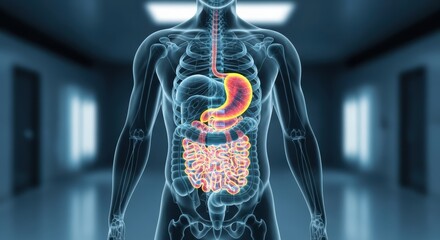 Detailed Anatomical Illustration of the Digestive System Highlighting Key Organs and Their Functions