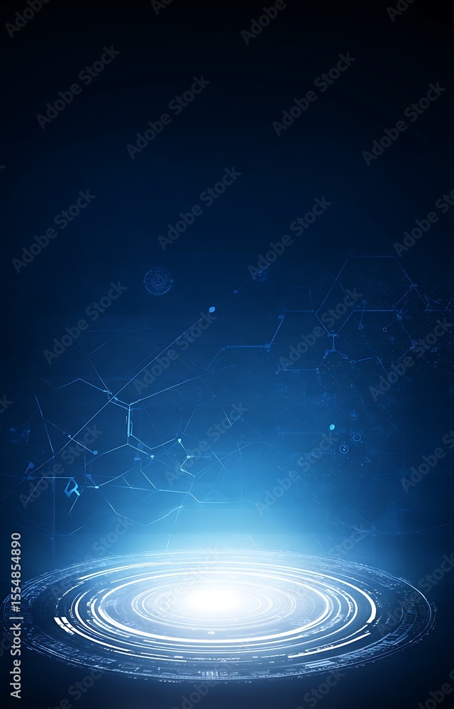 Poster futuristic platform with technological network background