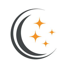 Crescent moon with sparkling stars sparkle shine