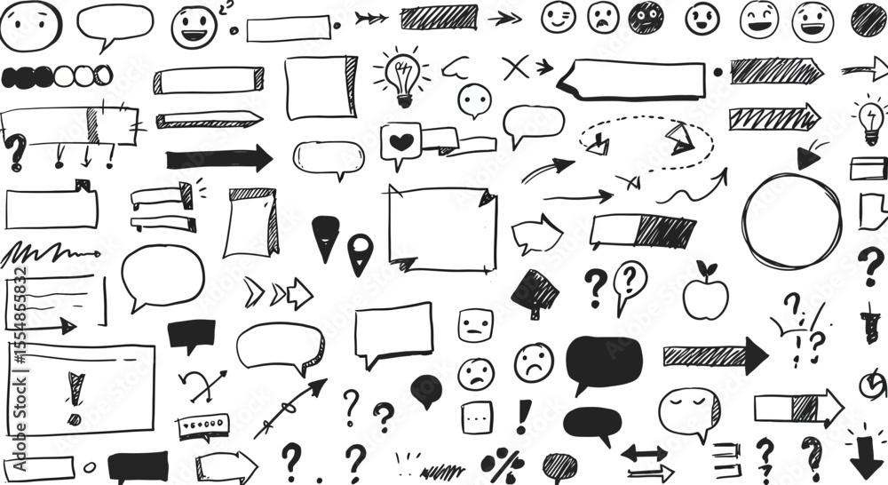 Poster hand-drawn doodle elements for design and visual communication projects