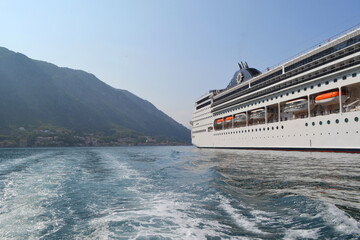 Liner in the Bay of Kotor. Huge cruise ship in the Bay of Kotor in Montenegro. A beautiful country...