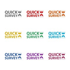 Quick survey sand clock icon isolated on white background. Set icons colorful