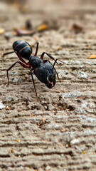 black ants on the ground