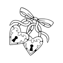 love locks with ribbon outline