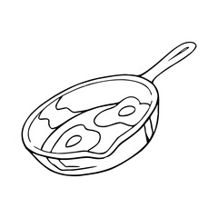 frying pan with fried eggs outline