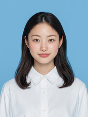 若い日本人女性の証明写真風ポートレート