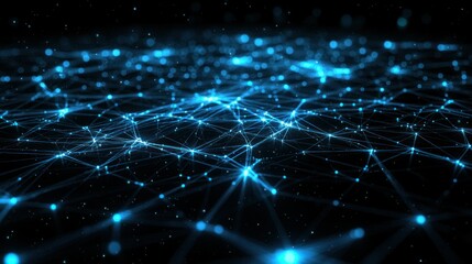 Obraz premium Glowing blue network on dark field