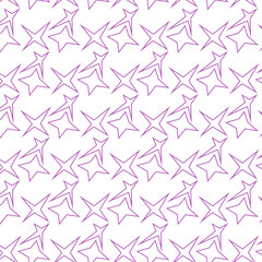Modern Geometric Starburst Repeating Tile - Purple Line Art Vector Background