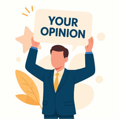 vector illustration of opinion character