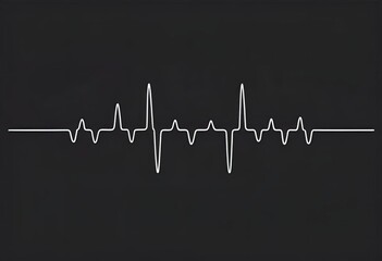 Naklejka premium Black and White Smooth Sound Wave Illustration with Curves Like Heartbeat Monitor