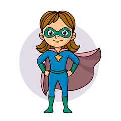 Superhero child cartoon character Vector illustration design