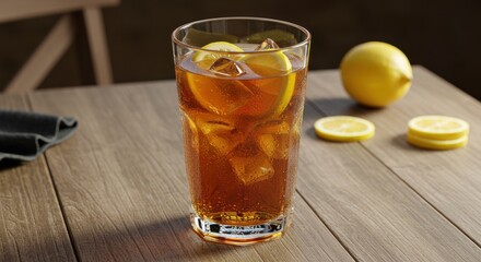Iced tea with lemon slices