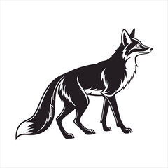 Obraz premium black silhouette of a fox vector, ai generator