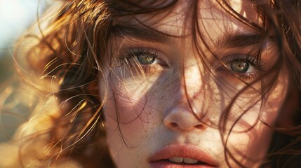 Beauty closeup with long lashes for advertising mascara and eye makeup