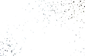 Abstract scattered dark speckles and dots on a clean white background