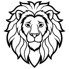 Fototapeta premium Black wild lion head vector illustration: a roaring animal design ideal for tattoo or mascot art